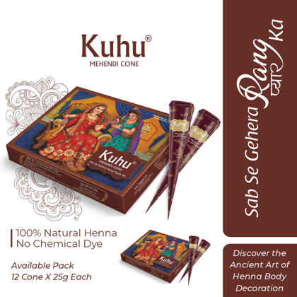 Kuhu Natural Henna Mehendi Cones | Chemical-Free for Hands & Freckles | Red Delight Box for Women & Girls Kuhu Natural Henna Mehendi Cones | Chemical-Free for Hands & Freckles | Red Delight Box for Women & Girls