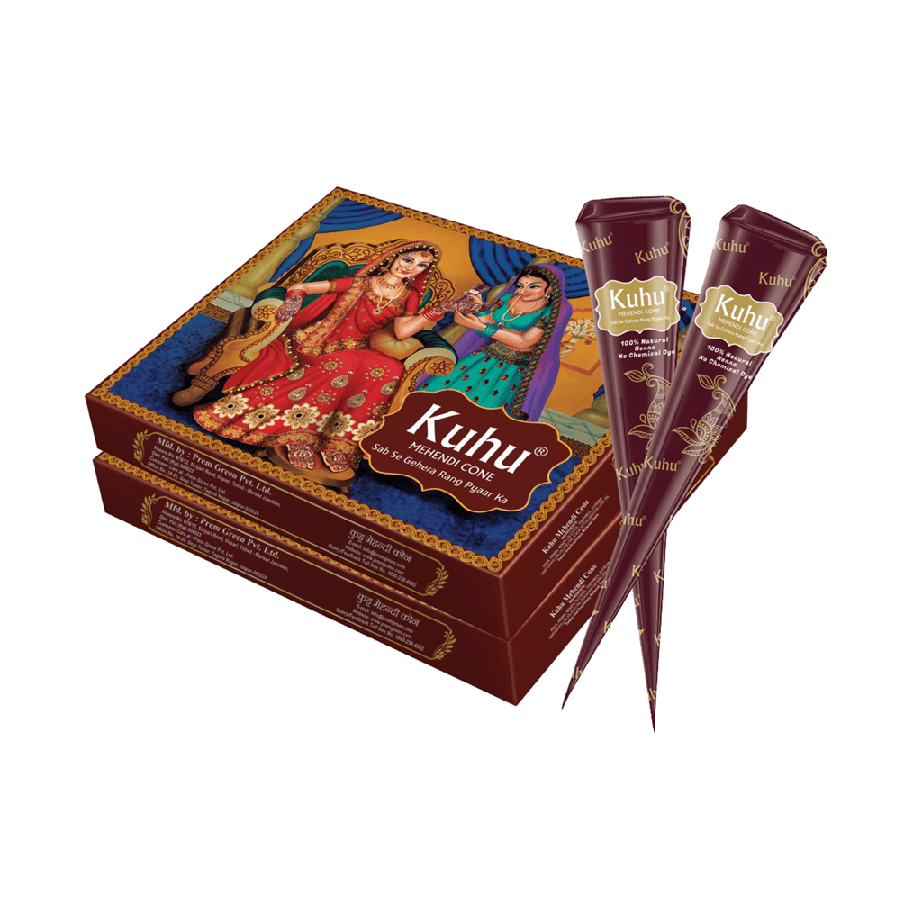 Kuhu Natural Henna Mehendi Cones | Chemical-Free for Hands & Freckles | Red Delight Box for Women & Girls
