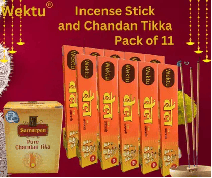 WEKTU Bell Three in 1 Agarbatti10PC/1Chandan Tikka/Pure Herbal/19 Rose, Sandal:Jasmine  (10 Units, Set of 10)
