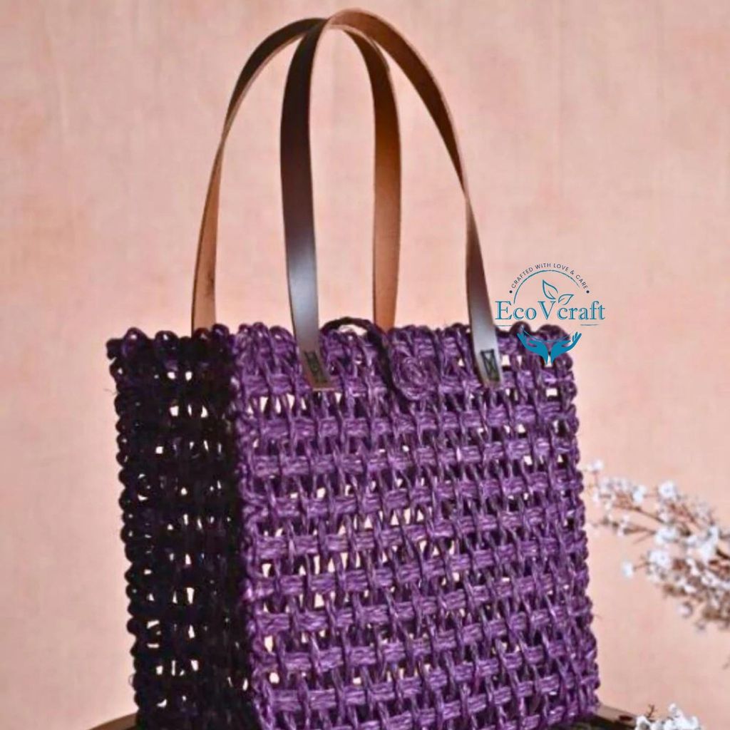 Handcrafted Purple Sabai Grass Travel Mesh Bag - Handbags | Buy online on ZillyBuy