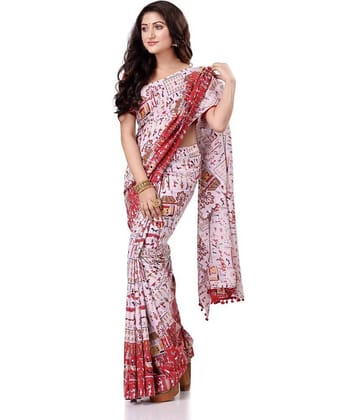 Desh Bidesh Cotton Self Design Saree Without Blouse Piece ( Multicolour )