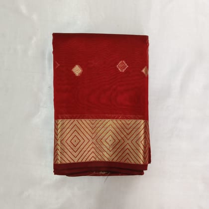 Silk Cotton Saree with Blouse - Red