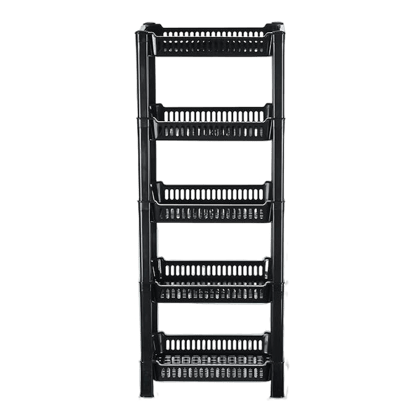 5-Layer Multipurpose Kitchen Organizer/Storage Rack | Onion Stand For Kitchen | Vessels & Vegetable Organiser | Black