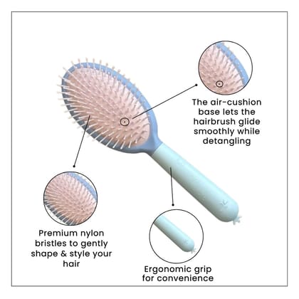Hair Brush with Strong & Flexible Nylon Bristles having Anti-static Ball Tips, For Grooming, Straightening, Smoothing