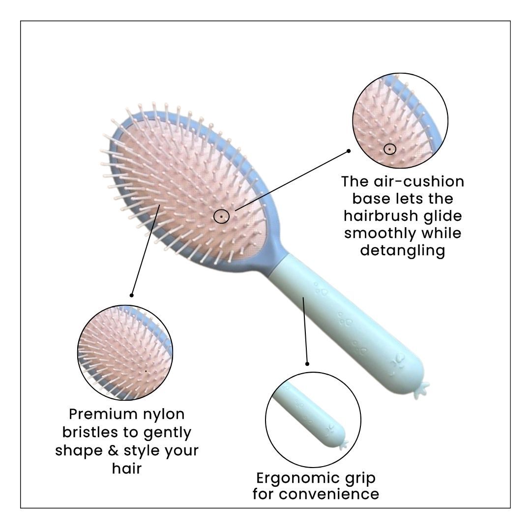 Hair Brush with Strong & Flexible Nylon Bristles having Anti-static Ball Tips, For Grooming, Straightening, Smoothing