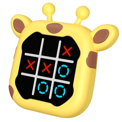 KTRS Enterprise Tic Tac Toe Game, Animal-Themed 3-in-1 Handheld Puzzle Game Console, Board Games for Kids and Adults, Portable Travel Games for Car Ride, Birthday Gifts for Ages 3 (Giraffe)
