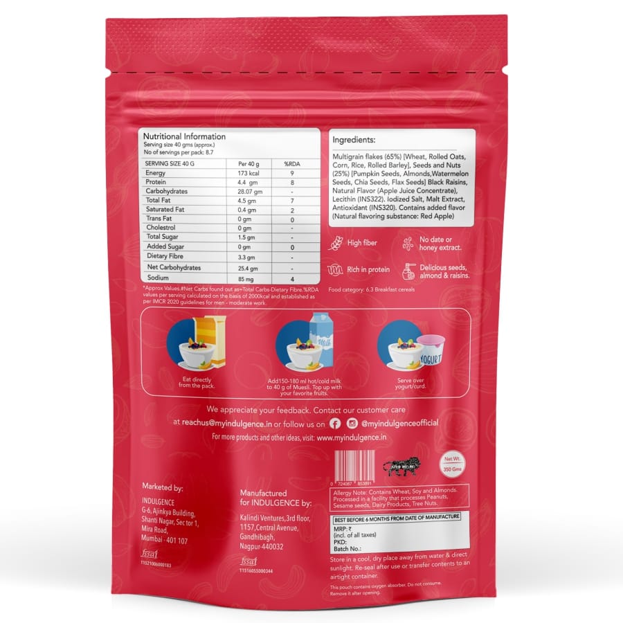 Zero Added Sugar Muesli with Nuts and Seeds - 350g