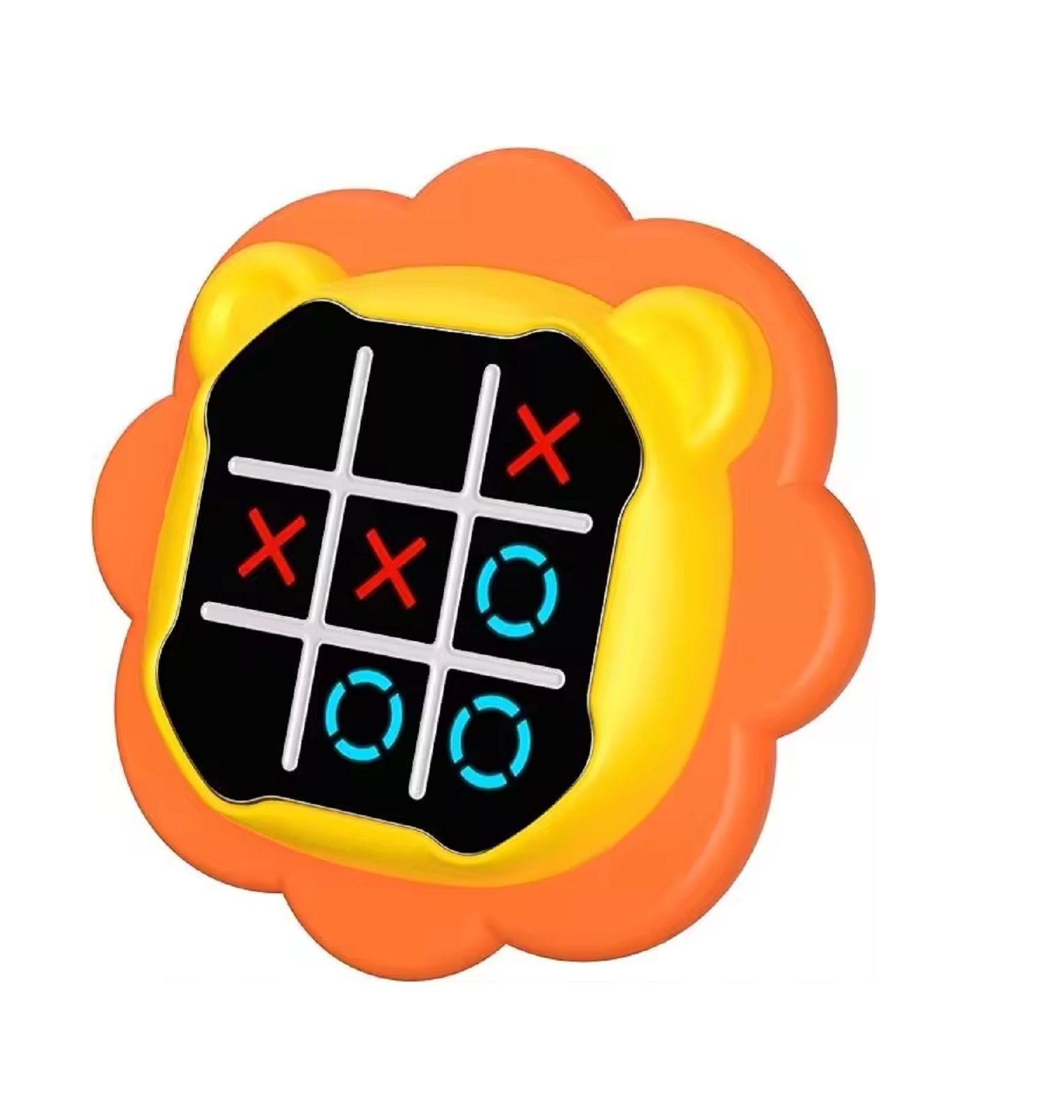 KTRS Enterprise Tic Tac Toe Game, Animal-Themed 3-in-1 Handheld Puzzle Game Console, Board Games for Kids and Adults, Portable Travel Games for Car Ride, Birthday Gifts for Ages 3 (Lion)