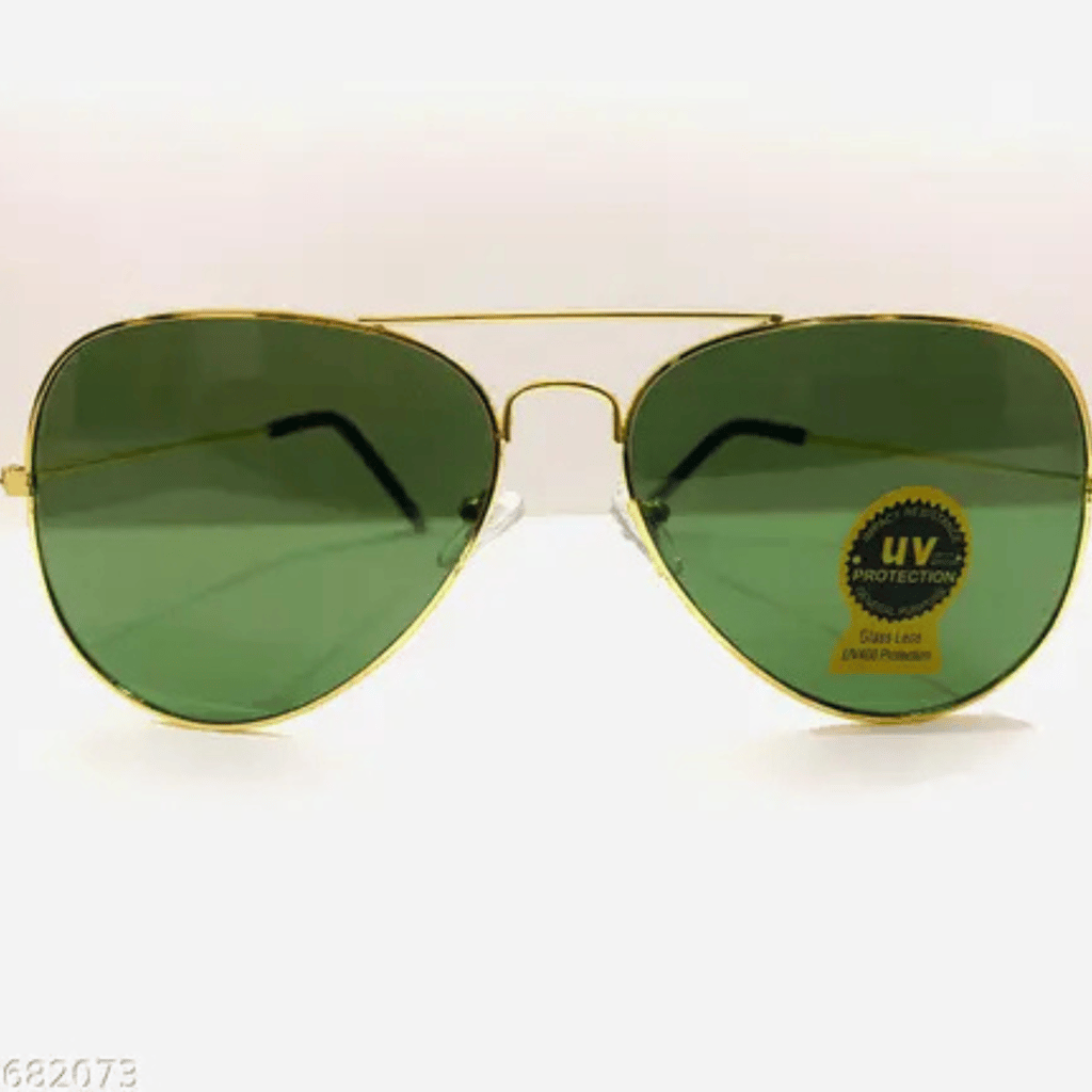 Wektu Classic Aviator Sunglasses with Gold Frame & Black/Green Lenses With Box 1PC