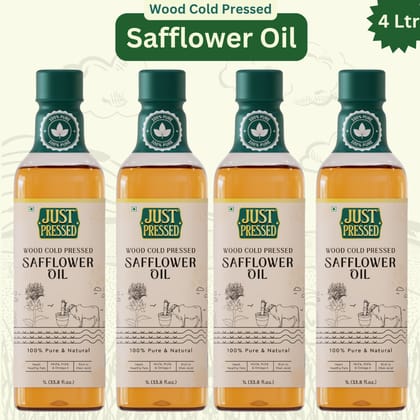 Just Pressed Cold Pressed Safflower Oil | 100% Pure Safflower Kusum Saffola Oil | Unrefined & Zero Additives | Healthy Heart Oil | Saffola Hero Ingredient | Kachi Ghani Oil | Wood Cold Pressed Oil | Safflower Oil 4L Just Pressed Cold Pressed Safflower Oil | 100% Pure Safflower Kusum Saffola Oil | Unrefined & Zero Additives | Healthy Heart Oil | Saffola Hero Ingredient | Kachi Ghani Oil | Wood Cold Pressed Oil | Safflower Oil 4L