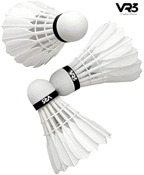 VR3 Badminton Shuttlecocks - High-Quality Feathers for Performance ( Pack of 10 suttlecock )