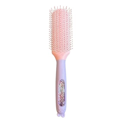 Hair Brush with Strong & Flexible Nylon Bristles having Anti-static Ball Tips, For Grooming, Straightening, Smoothing in purple Colour