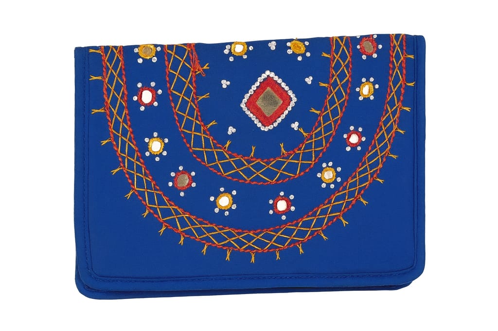 Hand-Embroidered Quilted Cotton Clutch – A Blend of Tradition & Modern Elegance - Handbags | Buy online on ZillyBuy