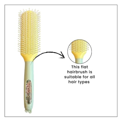 Hair Brush with Strong & Flexible Nylon Bristles having Anti-static Ball Tips, For Grooming, Straightening, Smoothing in yellow Colour