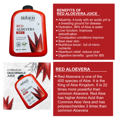 Proveda Nutricio Wellness Red Aloe Vera Juice with Honey and Ashwagandha 1000 ML Immunity Booster Drink