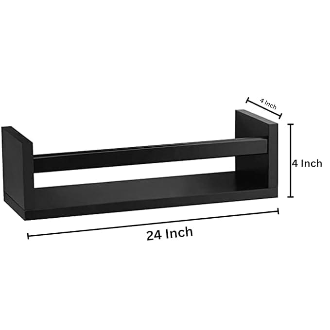 Engineered Wood Floating Bookshelf 24 Inches Set of 4, Wall Mounted Nursery Book Shelves, Kids Room, Kitchen Spice Rack, Book Shelf (Red)