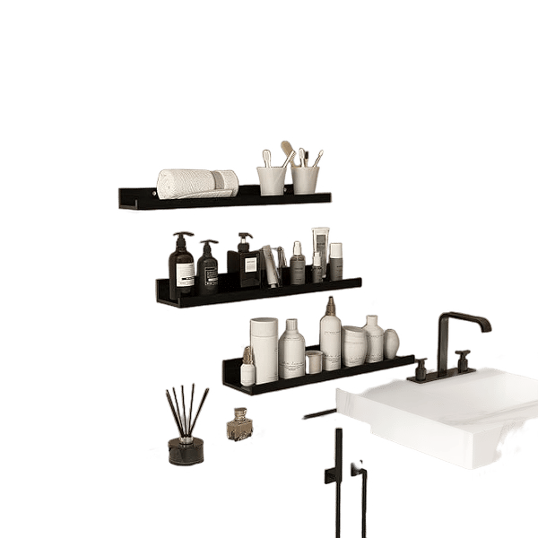 Wooden Wall Shelves for Living Room, Bedroom | Wall Mounted Shelf | Wall Hanging Storage Unit | Wall Organiser Shelf (Ledge - Set of 3 - Black - 24 Inch)