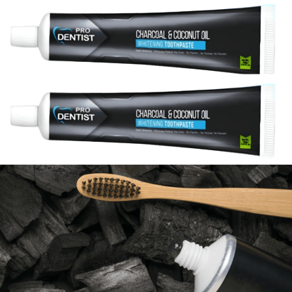 Pro Dentist Charcoal & Coconut Oil Whitening Toothpaste – Pack of 2 (100g each) | Natural Teeth Whitening, Plaque Removal, Cavity Protection, Herbal Oral Care Formula | Fluoride-Free, Triclosan-Free, Peroxide-Free