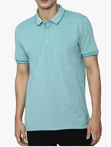 Men's Light Blue Polo T-Shirt with Contrast Collar & Sleeve Trim