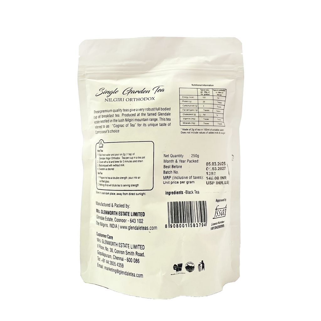 GLENDALE Nilgiri Orthodox Tea (250 g)