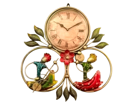 Handcrafted Metal Wall Clock with Musicians & Dancers Handcrafted Metal Wall Clock with Musicians & Dancers