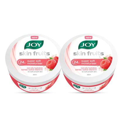 Joy Super Soft Skin Cold Cream for 24 Hr Moisturization - Berries (2 x 200ml) - Lightweight & Oil Free Moisturizer For Instant Hydration | Non Sticky & Non Greasy Cream for Hands, Face & Body Joy Super Soft Skin Cold Cream for 24 Hr Moisturization - Berr