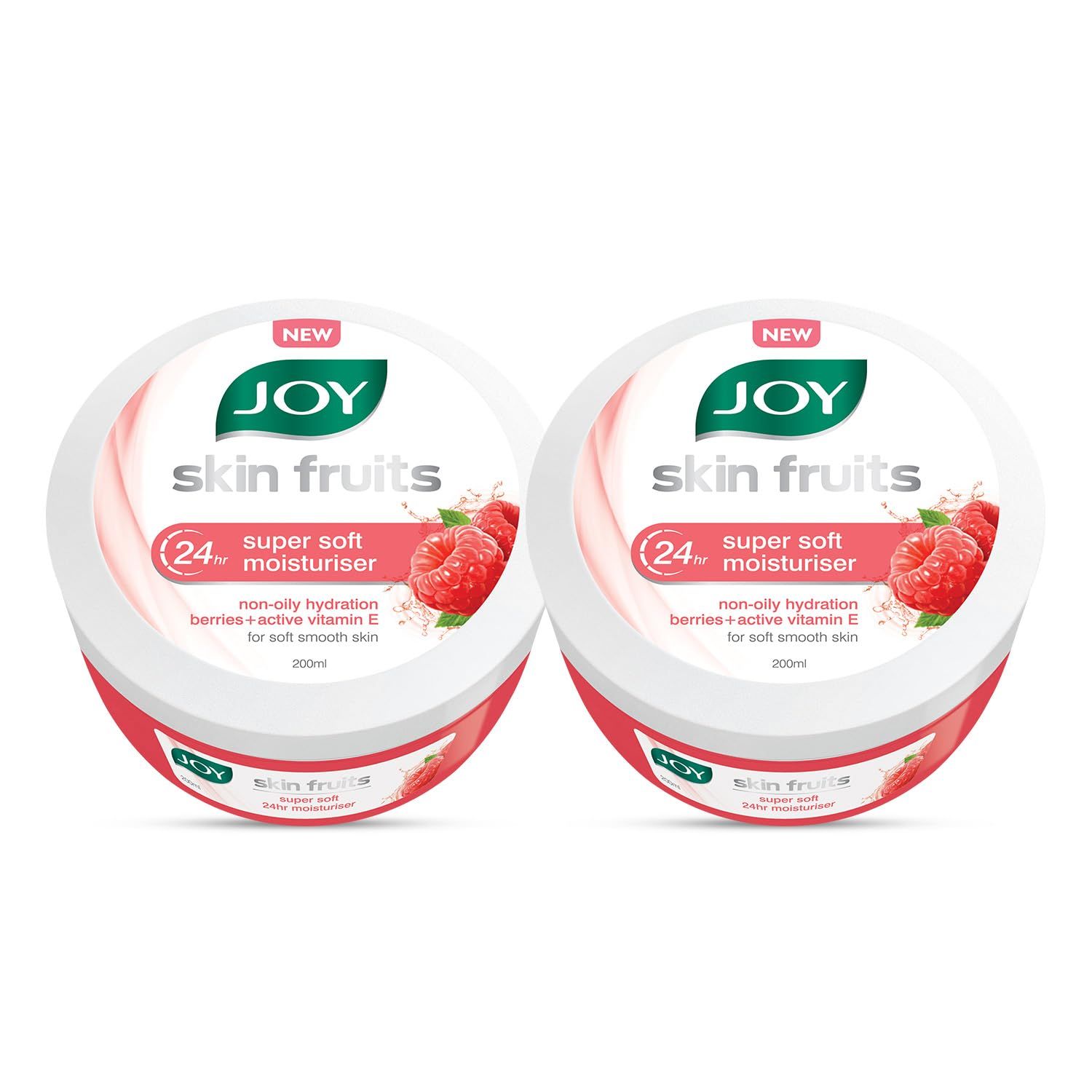 Joy Super Soft Skin Cold Cream for 24 Hr Moisturization - Berries (2 x 200ml) - Lightweight & Oil Free Moisturizer For Instant Hydration | Non Sticky & Non Greasy Cream for Hands, Face & Body Joy Super Soft Skin Cold Cream for 24 Hr Moisturization - Berr