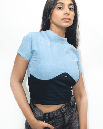 SCULPT DENIM TEE - LIGHT-XS