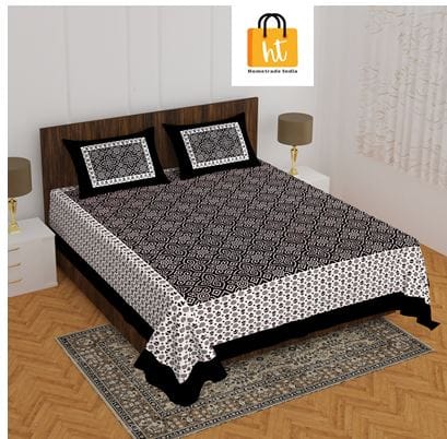 2001-Bedsheet Adda-Pure Cotton Jaipuri Printed Double Bedsheet With 2 Pillow Covers-CHUNAARI