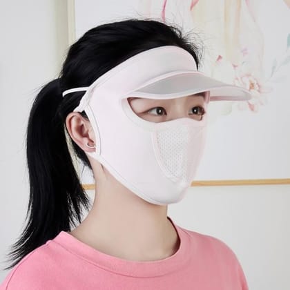 WUGO::Women's UV Protection | Virus & Bacteria Infection Protected Face Mask with Cap Brim | Ice Silk Summer Face Shield for Sun & Dust Girls & Women