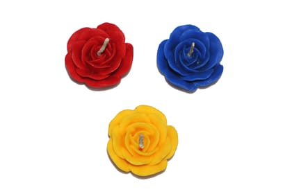 Rose-Shaped Scented Candles - Red, Blue, Yellow 3pcs Rose-Shaped Scented Candles - Red, Blue, Yellow 3pcs