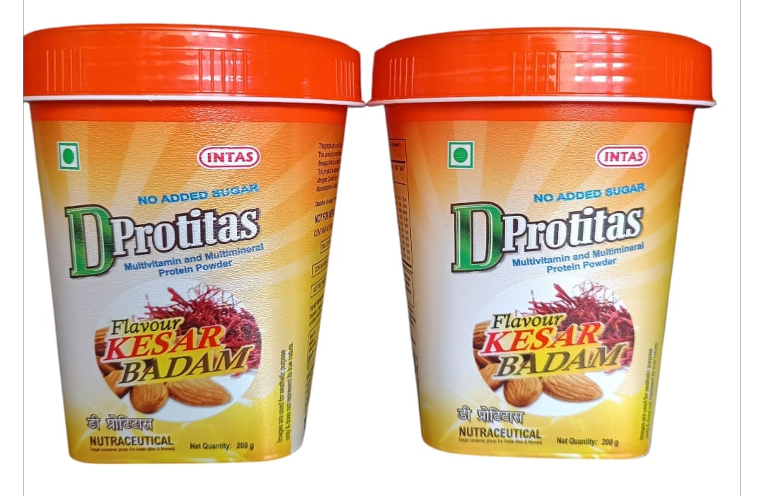 Intas D Protitas Kesar Badam Multivitamin & Protein Powder - 200g(pack of 2)