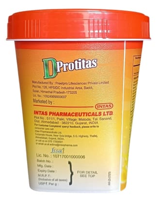 Intas D Protitas Kesar Badam Multivitamin & Protein Powder - 200g(pack of 2)