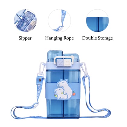 Capybara Water Bottle | 2 in 1 Water Bottle | Kids School Water Bottle | Cartoon Water Bottles | Plastic Water Bottle Cartoon | Drinking Bottle | Cute Water Bottle