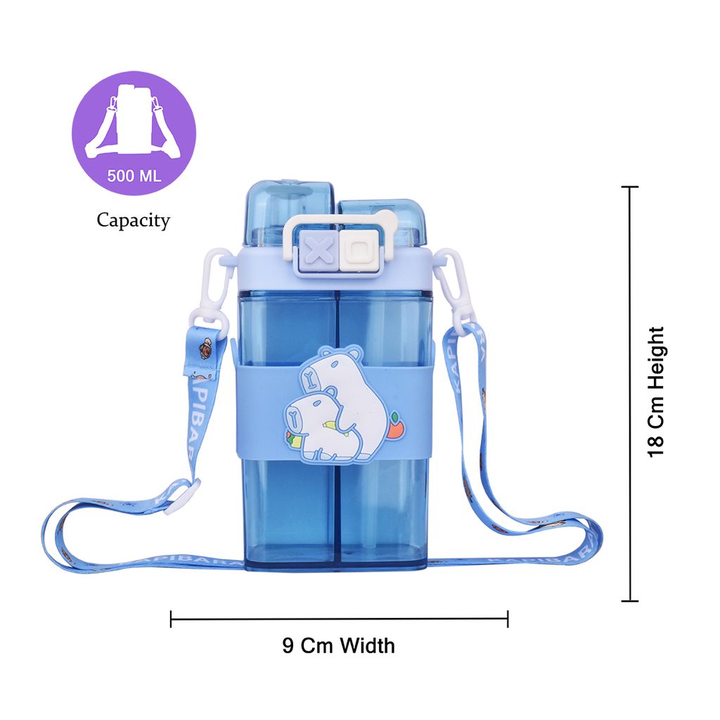 Capybara Water Bottle | 2 in 1 Water Bottle | Kids School Water Bottle | Cartoon Water Bottles | Plastic Water Bottle Cartoon | Drinking Bottle | Cute Water Bottle