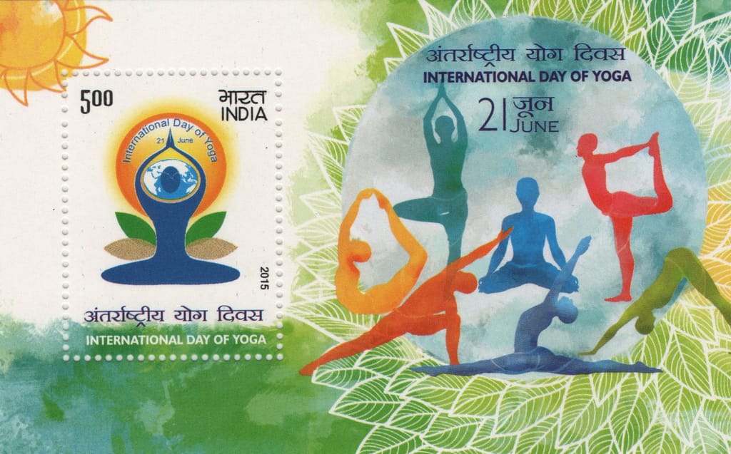 Shobhaphila's 2015 International Day of Yoga Indian Miniature Sheet( 21st June 2015)