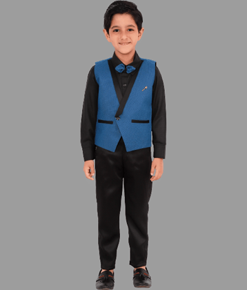 DKGF Fashion Pack of 1 Boys Cotton Blend Shirt & Pants Set ( Blue )