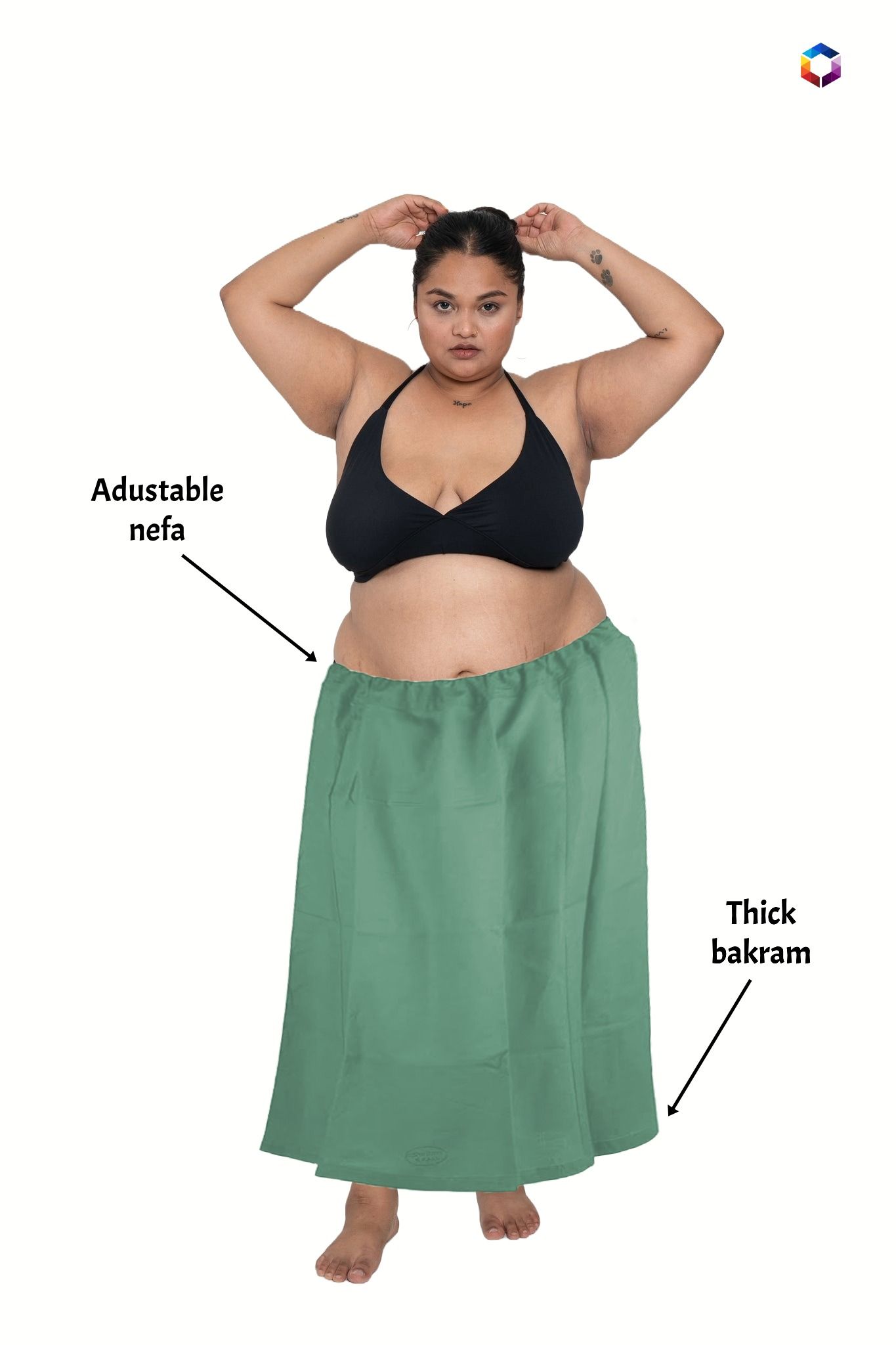 Darshan Vimal Irish Green/Calm Green/Deep Sea Green Cotton Silk Petticoat 2XL