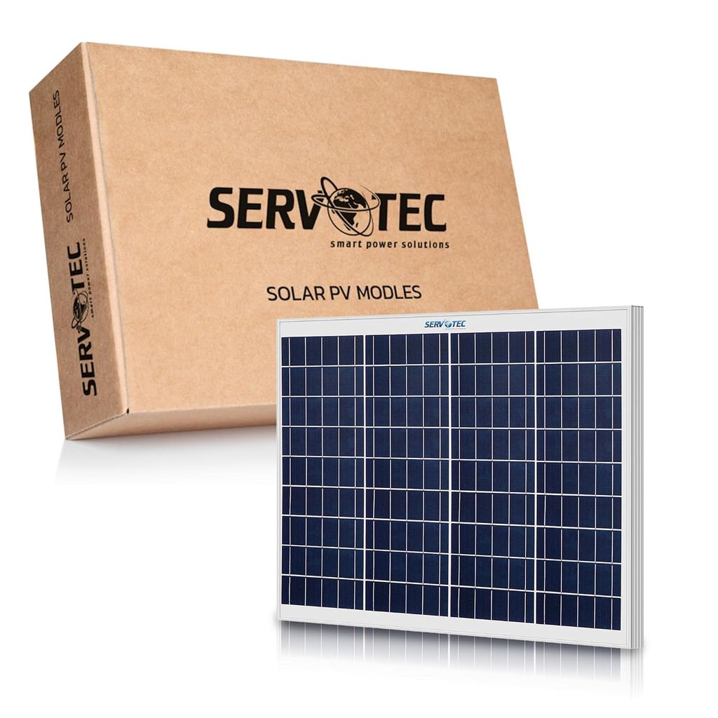 Servotech 50 Watt Polycrystalline Solar Panel lPV Module|Portable & Light Weight|Durable,High-Efficiency Renewable Energy Solution for Home, Office & Lawn| 25-Year Performance Warranty