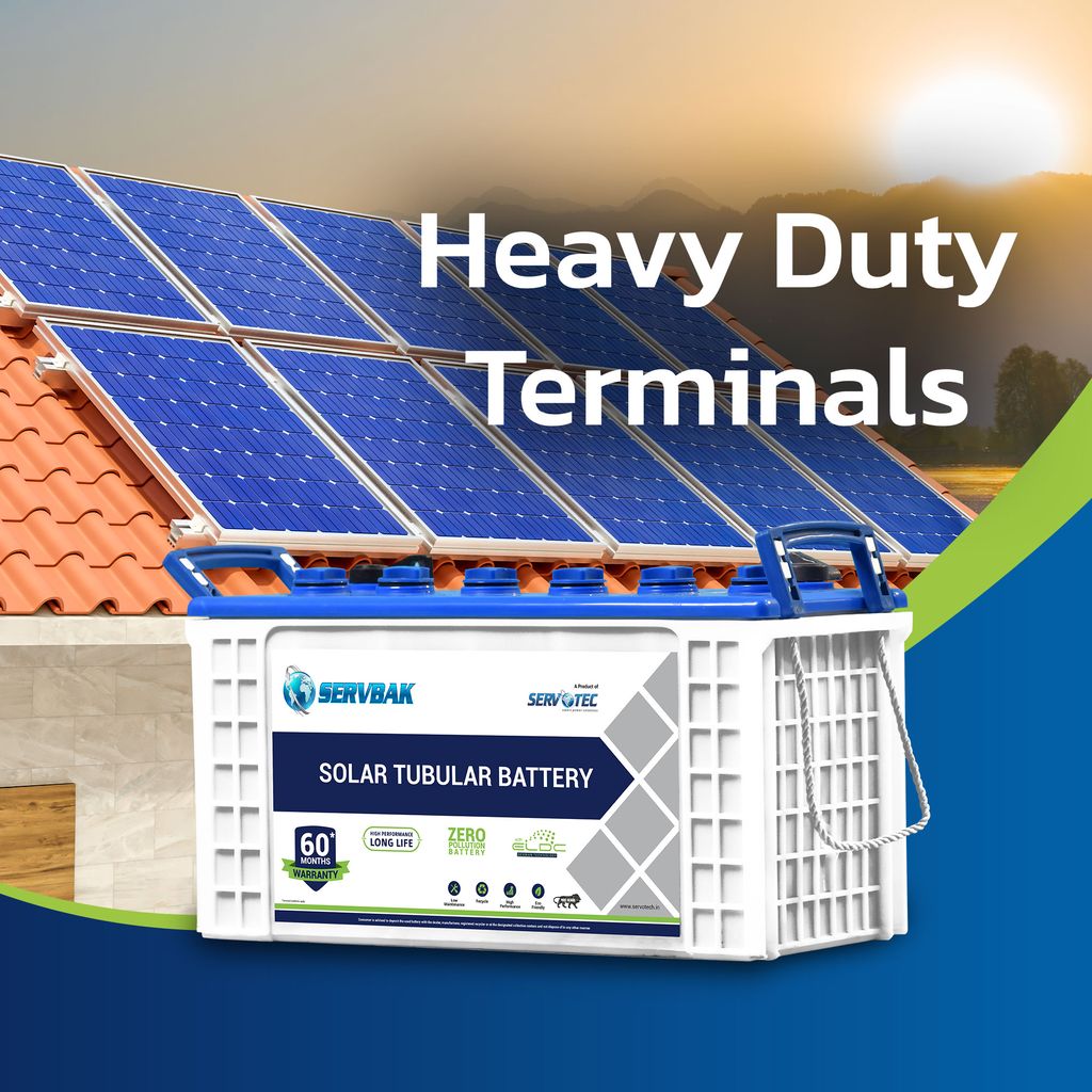 Servotech SERVBAK Solar STB-750+ (75Ah/12VDC) C10 Tubular Solar Battery for Home, Office & Shop with 60 Months Warranty