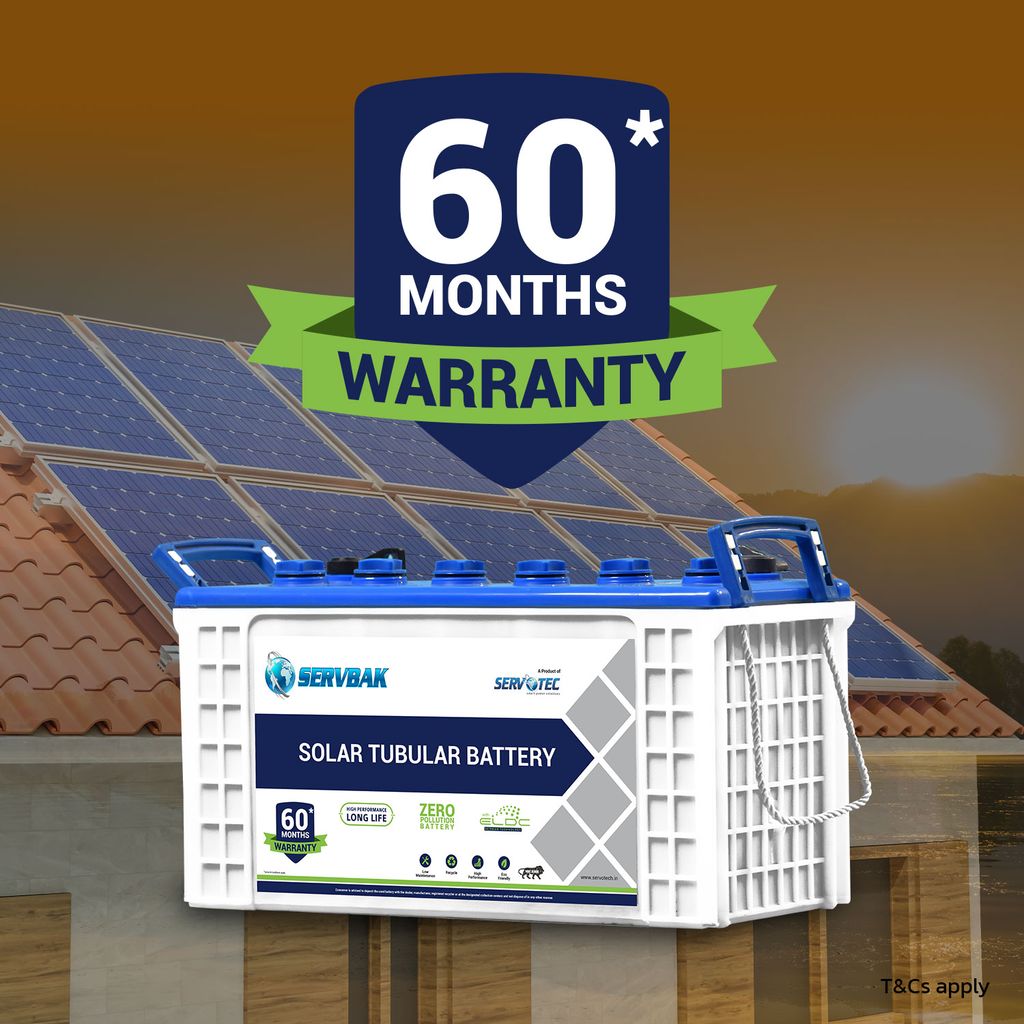 Servotech SERVBAK Solar STB-750+ (75Ah/12VDC) C10 Tubular Solar Battery for Home, Office & Shop with 60 Months Warranty
