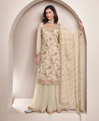 traditional all white chinon palazzo set for women