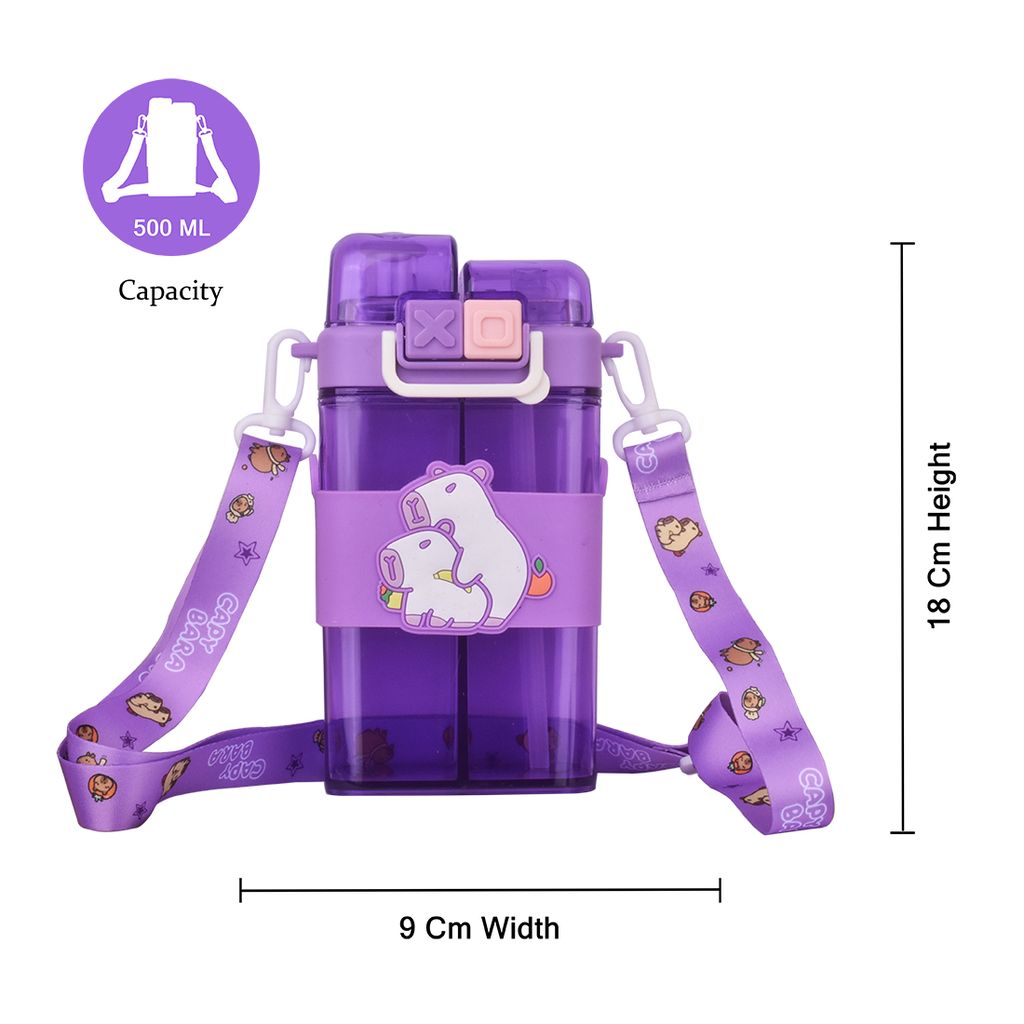 Capybara Water Bottle | 2 in 1 Water Bottle | Kids School Water Bottle | Cartoon Water Bottles | Plastic Water Bottle Cartoon | Drinking Bottle | Cute Water Bottle