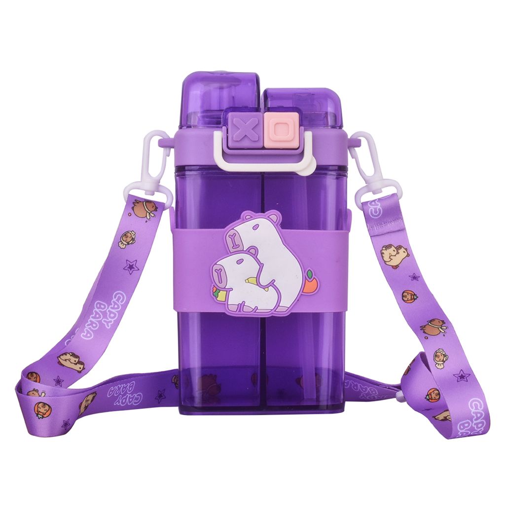 Capybara Water Bottle | 2 in 1 Water Bottle | Kids School Water Bottle | Cartoon Water Bottles | Plastic Water Bottle Cartoon | Drinking Bottle | Cute Water Bottle