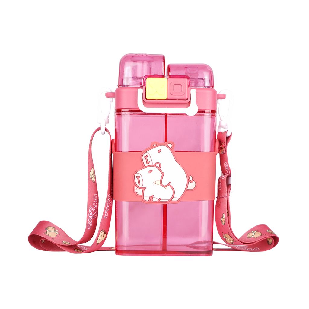 Capybara Water Bottle | 2 in 1 Water Bottle | Kids School Water Bottle | Cartoon Water Bottles | Plastic Water Bottle Cartoon | Drinking Bottle | Cute Water Bottle