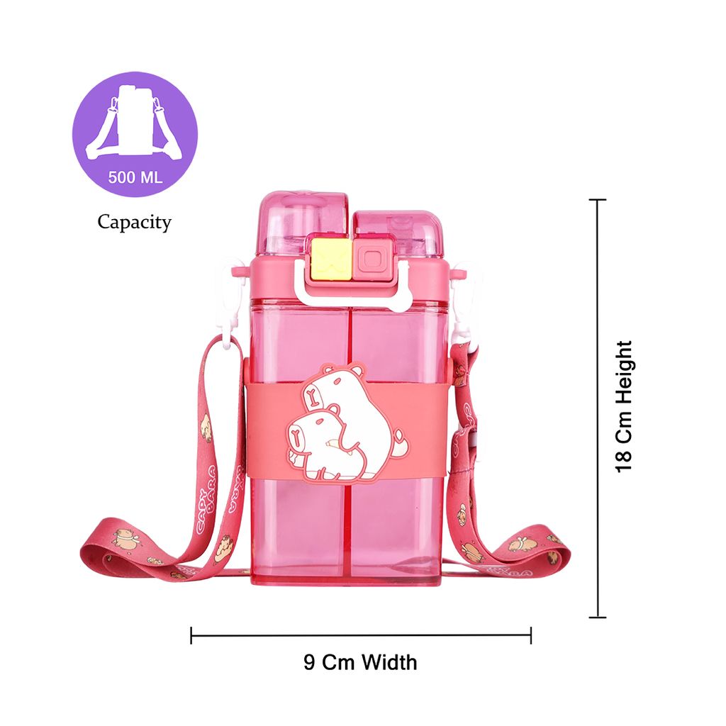 Capybara Water Bottle | 2 in 1 Water Bottle | Kids School Water Bottle | Cartoon Water Bottles | Plastic Water Bottle Cartoon | Drinking Bottle | Cute Water Bottle