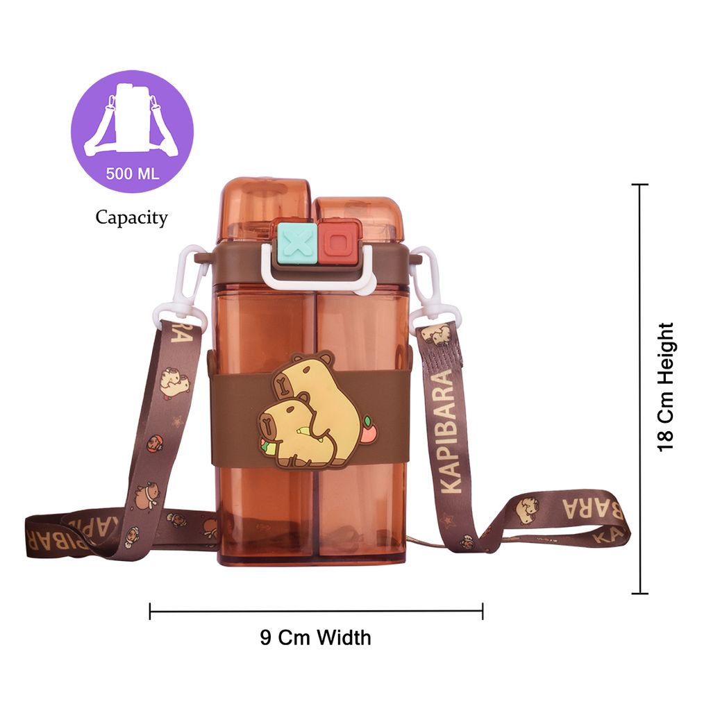Capybara Water Bottle | 2 in 1 Water Bottle | Kids School Water Bottle | Cartoon Water Bottles | Plastic Water Bottle Cartoon | Drinking Bottle | Cute Water Bottle