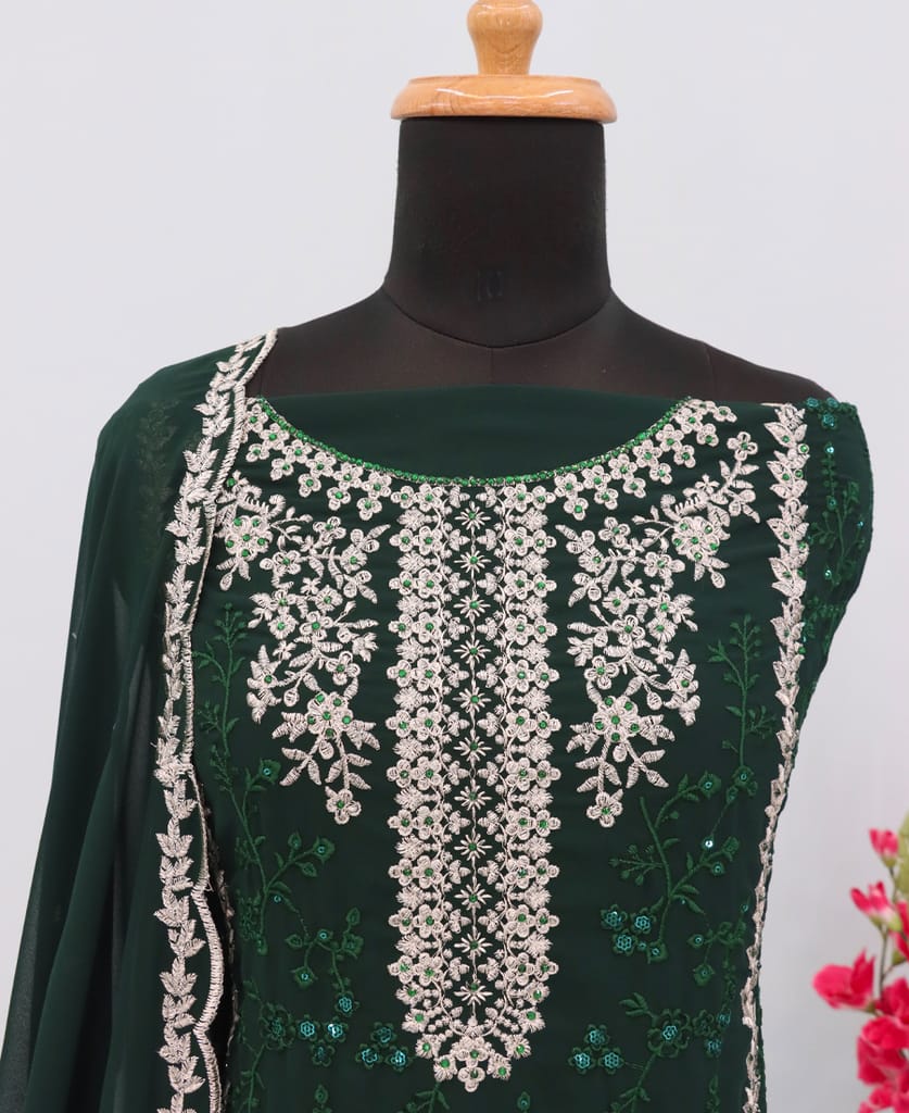 fancy long red georgette Pakistani straight suit for women