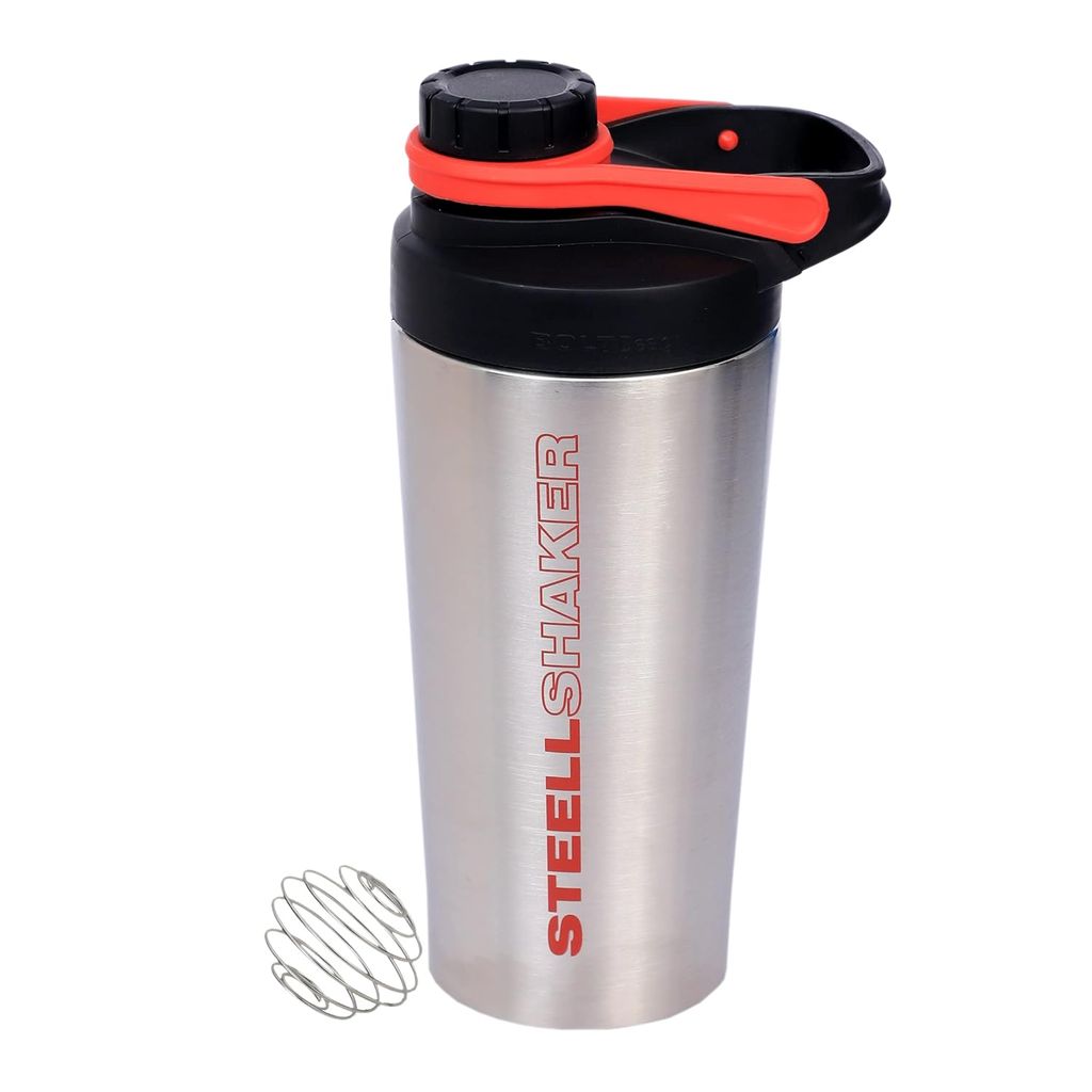 Jaypee Plus Steel Shaker 700 ml Siver Black with Wire Blending Ball , Assorted Handle Color