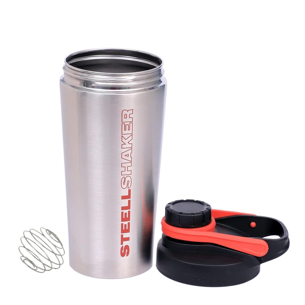 Jaypee Plus Steel Shaker 700 ml Siver Black with Wire Blending Ball , Assorted Handle Color